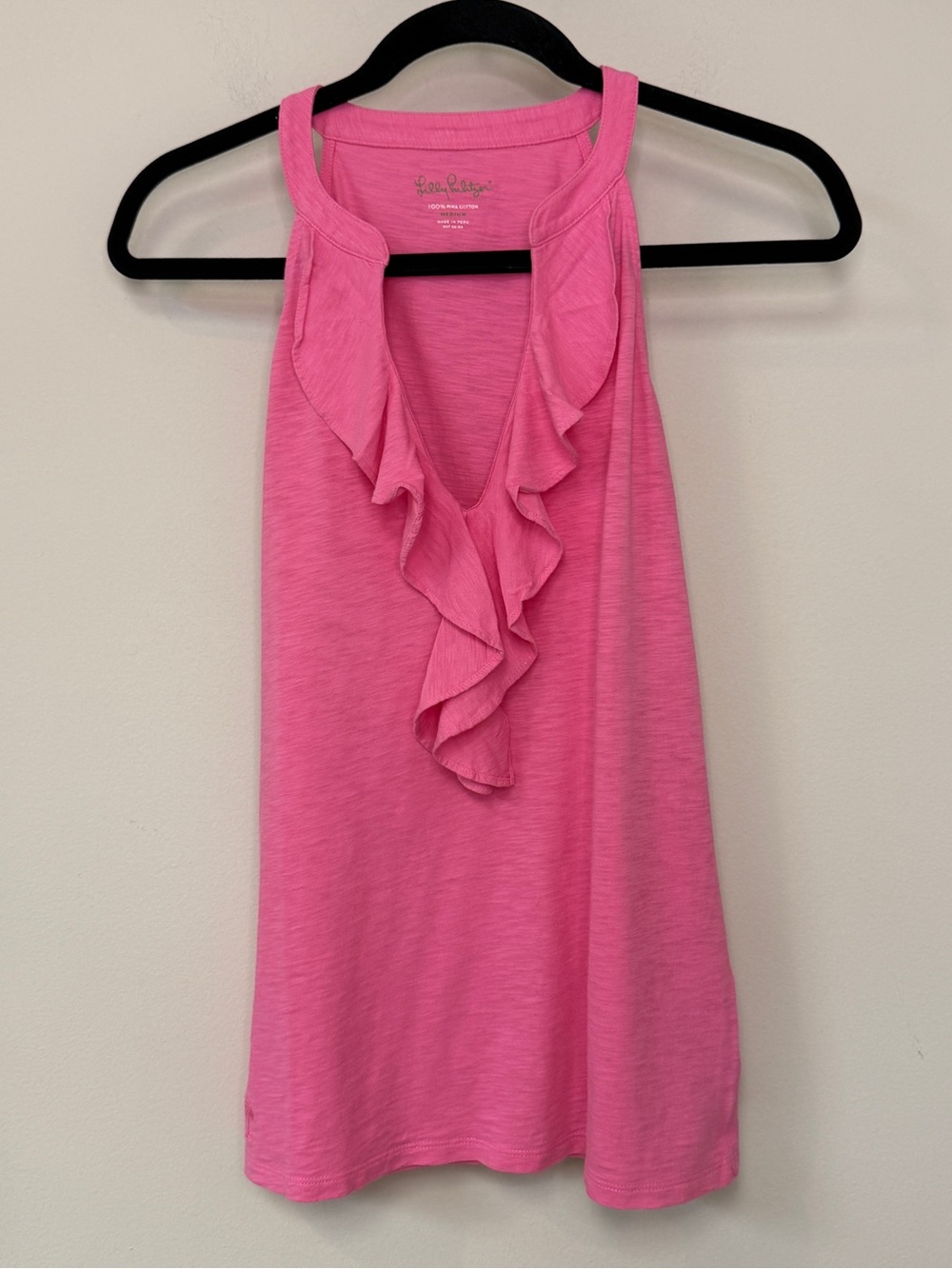 Lilly Pulitzer: Women's Shay Ruffle V-Neck Pink Tank Top, Size M